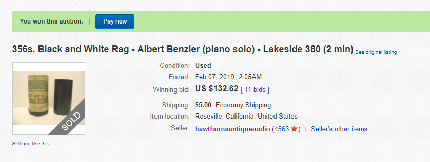 356s.  Black and White Rag - Albert Benzler  piano solo  - Lakeside 380  2 min     eBay.png