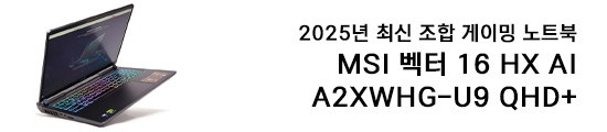 2025년 최신 조합 게이밍 노트북. MSI 벡터 16 HX AI ...